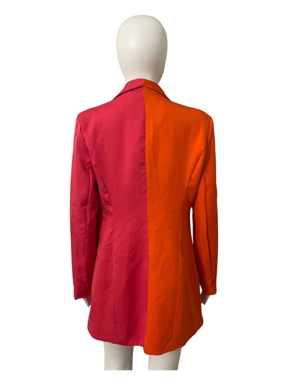 Two-Tone Orange and Pink Double-Breasted Women's Blazer - Picture 4 of 5